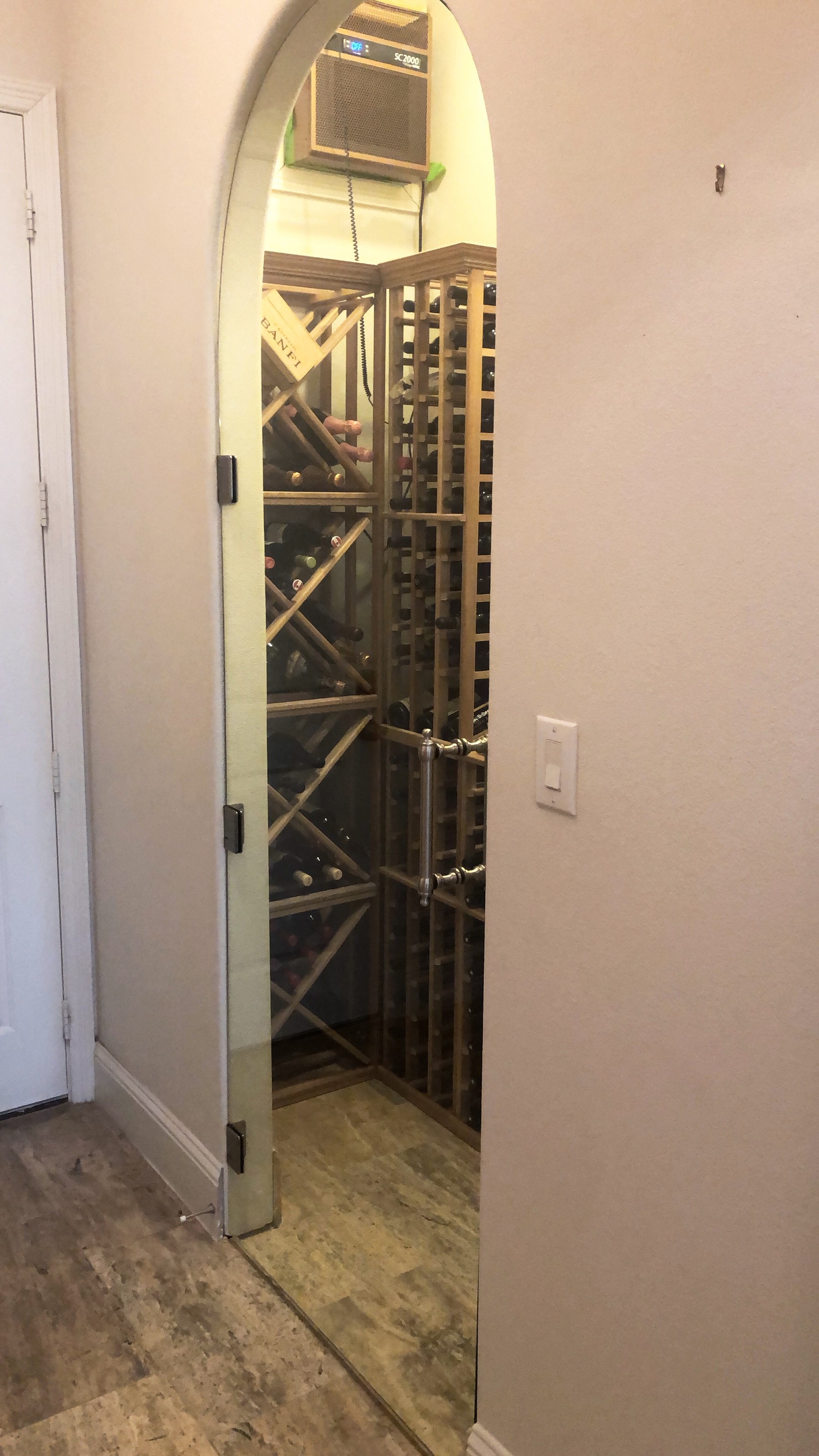Arched Glass door for Wine Room